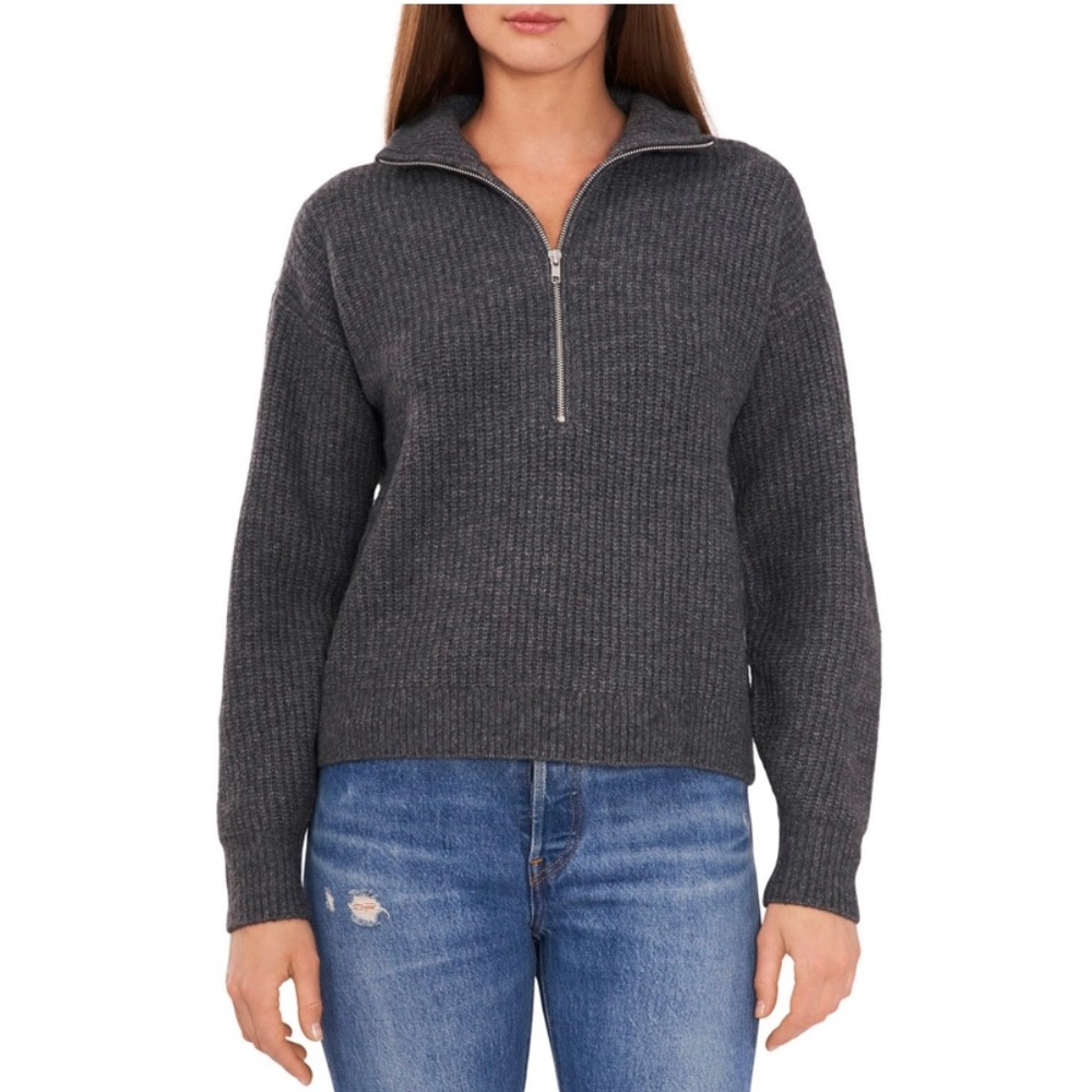 Vince Camuto Half zip up sweater Medium Heather Grey